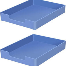 Letter-Size Tray, 2 PCS A4 Plastic Stackable Paper Tray, Desk Drawer Organizer for Office, School, Home Storage, and Storage Containers for Christmas Ornaments, Gift Wrap (2X Blue)