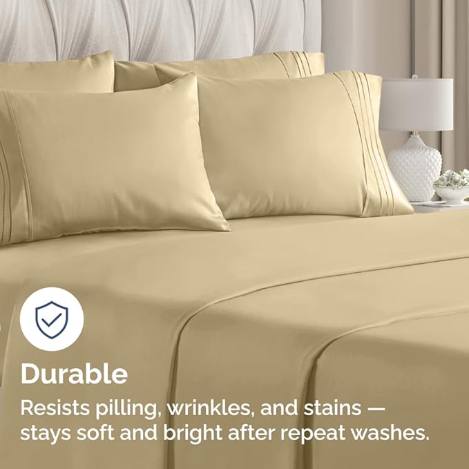 Queen Pillow Cases Set of 10 - Ultra Soft Hotel Quality Pillowcase Covers - Comfy & Wrinkle Free - Shrink, Stain and Fade Resistant - Easy-Care, Machine Washable Pillow Protectors - 10 Pcs Set - Beige