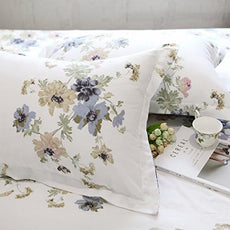 FADFAY 4-Piece Shabby White Floral Bed Sheet Set Cotton Bed Sheets, Twin
