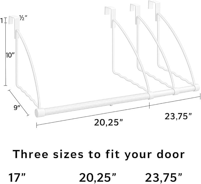 HOLDN’ STORAGE Over The Door Hanger - Door Rack Hangers for Clothes - Space Saving Designed for Bedroom & Bathroom - Ideal for Clothes & Towels - Drying Rack, White