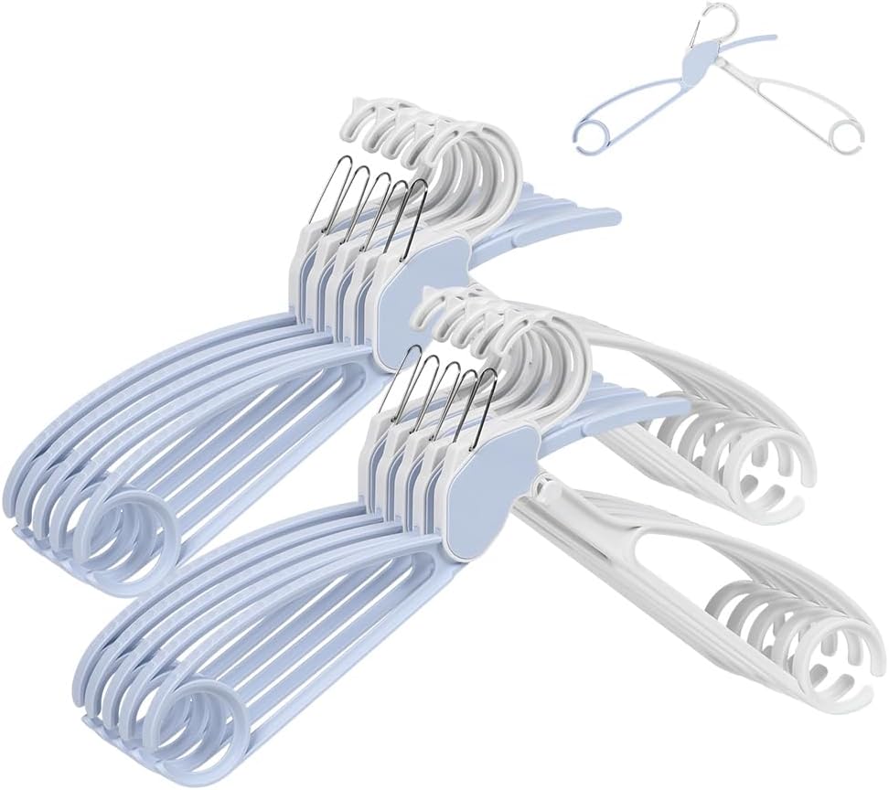 Quick-Release Clothes Hangers for Sweaters & T-Shirts - Neckline Protection, No Stretch, No Shoulder Bumps, Space-Saving Stackable Design [White, Pack of 5]