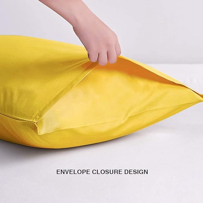 FLXXIE Body Pillow Cover - Super Soft Microfiber 20x54 Body Pillow Case - Envelope Closure, Wrinkle, Stain Resistant Yellow Body Pillowcase 20x54, Yellow