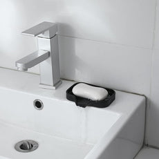 Silicone Bathroom Soap Dishes with Drain Spout-Bathroom and Kitchen Sink Organizer,Sponge Holder,Dish Soap Tray,Perfect for Dispenser,Scrubber,Bottle,Cup on Sink or Counter-Black 4.9