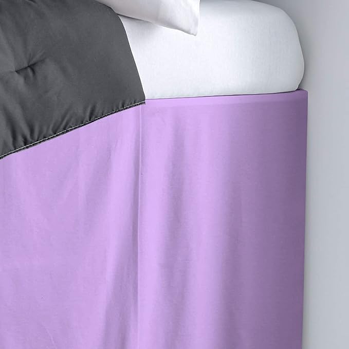 600TC -Dorm Bed Skirt - Split Corner Tailored Dorm Sized Bed Skirt - Dorm Room Essentials - Dorm Bed Skirt 100% Egyptian Cotton - Dorm Décor Bed Skirt Twin XL - 54" Drop (Lilac, Solid)