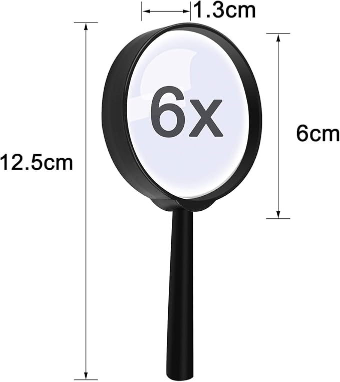 Elcoho 12 Pack Handheld Magnifier Plastic Magnifying Glass for Reading Jewelry Home Office Desk Accessories with Storage Bag