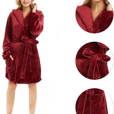 U2SKIIN Women Hooded Fleece Robe, Short Plush Robes for Womens With Hood Soft Warm Spa Bathrobe