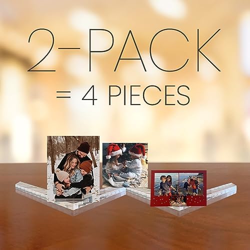 2-Pack Crystal Clear Acrylic Greeting Cards Display & Organizer | Unique Gift for Teacher or Home | Holds 60 Cards | For Table, Shelf, Desk, or Mantel