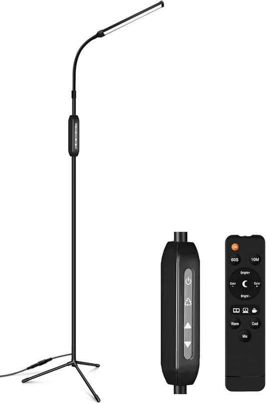 EBEST Led Floor Lamp with Remote LED lamp lash Light for Eyelash Extensions Craft Task Lamps Floor Standing Light Gooseneck Dimmable Reading lamp Eyelash Lamp for Lashes Makeup