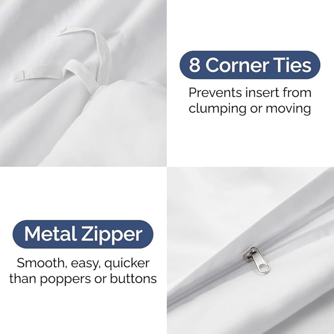 Duvet Cover Oversized King Size Set - Extra Soft Duvet Cover 120 x 98 with 2 Pillow Sham - Hotel Luxury, Easy Care & Fade Free with Zipper Closures & Ties - Comfy, Cozy Breathable Bedding Set (White)