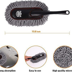 Car Duster Set,Car Duster Exterior Scratch Free with Extendable Handle,Large and Small Auto Brushes Remove Dust for RV and Trucks,Microfiber Interior Brush
