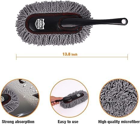 Car Duster Set,Car Duster Exterior Scratch Free with Extendable Handle,Large and Small Auto Brushes Remove Dust for RV and Trucks,Microfiber Interior Brush