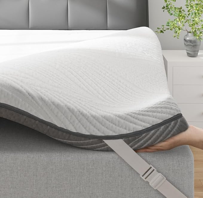 Enhomee 4 Inch Memory Foam Mattress Topper, Full Mattress Topper with Cooling Gel and Washable Tencel Cover for Guest Room, Master Bedroom, Soft & Pressure Relief & Breathable, CertiPUR-US Certified