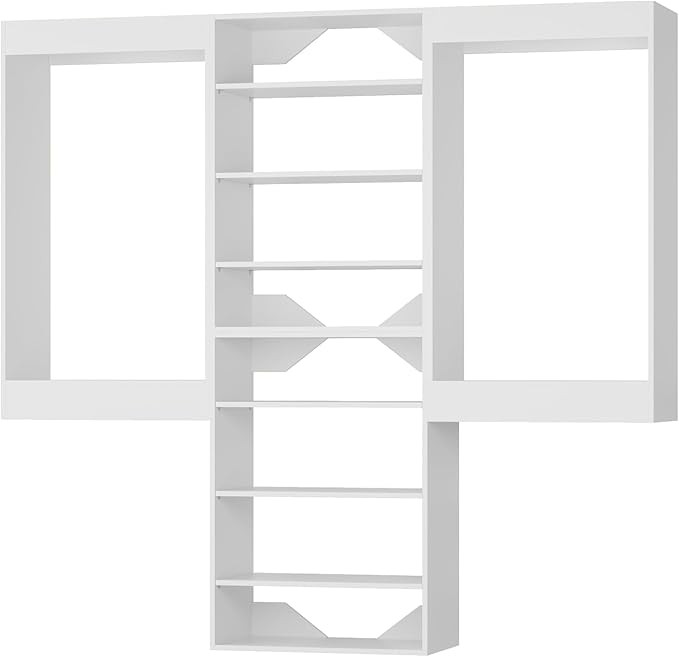 Modular Closet System, 78" Wide Closet Organizer System with Hanging and Towers, Wood Tower Closet Storage for Walk In Closets, Wall Mounted Wardrobe Organizer Kit System, Bedroom, White