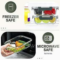 KOMUEE 10 Packs 30 oz Glass Meal Prep Containers,Glass Food Storage Containers with Lids,Airtight Lunch Bento Boxes,Microwave,Freezer and Dishwasher,Gray