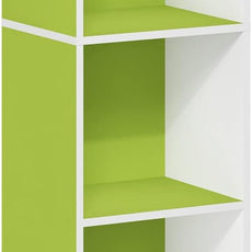 Furinno PASIR Book Shelf, 5-Tier Modern Bookshelf, Open Shelves Bookcase 9 x 12 x 52, for Living Room, Bedroom, Home Office, Green/White