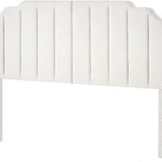 24KF White Teddy Fabric Tufted King Upholstered Headboard, Modern Vertical Channel Design California King Headboard with Stepped Silhouette Top Edge,6026-K-Teddy White