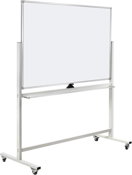 Double-Sided Mobile Whiteboard Magnet Dry Erase Board on Wheels - Aluminum Frame Magnetic Portable Stand Whiteboard- 48"x36" Rolling White Boards with Easy Flip Feature