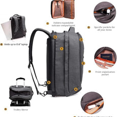 Knack Series 1 Laptop Backpack Fits up to 15 Inch - Knack Bags Carry-On Backpack, TSA Approved, Expandable Travel Backpacks (Savile Gray, Medium)