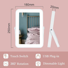 Rechargeable Vanity Mirror with Lights,Desk Makeup Mirror with Lights,Portable Travel for Makeup Desk ＆ Dressing Room,3 Color Lighting, Dimmable Touch Screen
