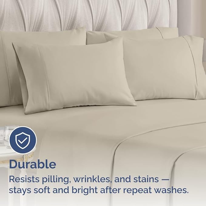 Queen Pillow Cases - 4 Pack - Super Soft Pillowcase Covers - Envelope Enclosure - Hotel Quality Pillow Protectors - Wrinkle Free, Fade, Shrink & Stain Resistant - Machine Washable - 20" x 30" (Wheat)