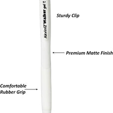 AKVINQ® Walker Gel Pens,12-Pack | 0.7mm Medium Point | Retractable Gel Ink Pen | Premium White Matte Finish | Black Ink | Smudge-Resistant | Comfortable Rubber Grip | Office & School Writing