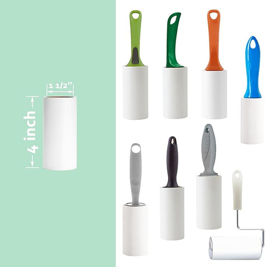 4 inch Lint Roller Refills Compatible with PetLovers Evercare Extra Sticky Pet Lint Roller Replacement Refills 60 Sheets Each Roll 6-Pack 360 Sheets Total (1 1/2'' Inside Dia.)