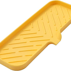 Silicone Bathroom Soap Dishes with Drain Spout-Bathroom and Kitchen Sink Organizer,Sponge Holder,Dish Soap Tray,Perfect for Dispenser,Scrubber,Bottle,Cup on Sink or Counter-Yellow 12