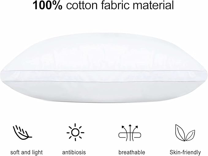 JICUSE Bed Pillows for Sleeping 1 Pack,Queen Size,Luxury Hotel Collection Pillow,Soft Fluffy and Great Support Down Alternative Filling,Gusseted Pillow for Side and Back Sleepers(20x30)