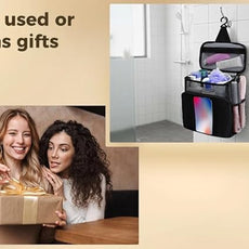 Shower Caddy for Dorm, Portable Hanging Shower Bag with Metal Hook, Oxford Cloth Quick Dry Mesh Organizer for Bathroom Essentials, Phone Pouch, 10.04 x 9.84 x 5.57 in/25.5 cm x 24.99 x 14.15 cm