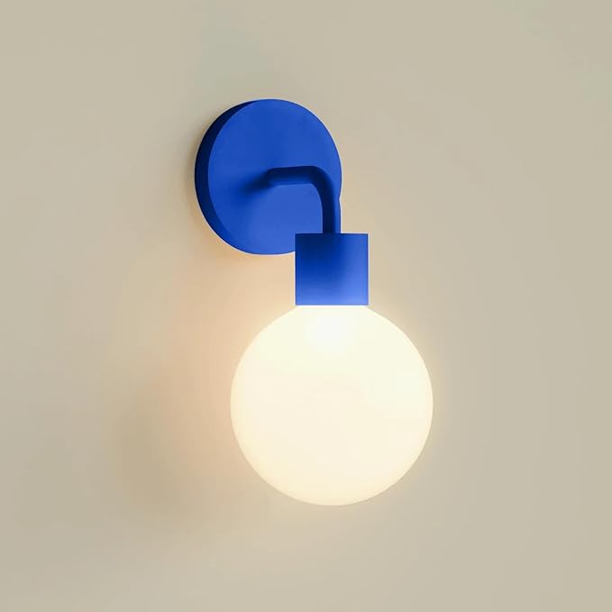 Wireless Wall Sconce (Shark Tank) Rechargeable & Dimmable LED Light w/App Control & Damage-Free Install, Moveable Modern Ambient Lighting for Elegant Home & Bedroom Decor | Blue