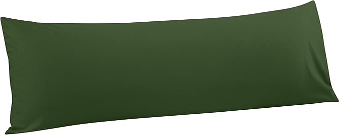 FLXXIE Body Pillow Cover - Super Soft Microfiber 20x54 Body Pillow Case - Envelope Closure, Wrinkle, Stain Resistant Olive Green Body Pillowcase, 20x54, Olive Green