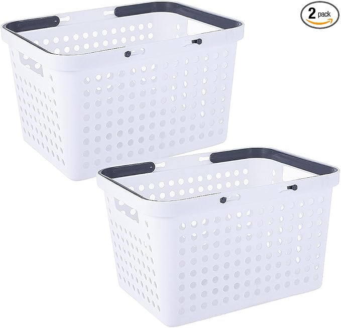 Plastic Shower Caddy Basket with Handles, Cleaning Supply for Dorm, School, Camping, Travel, Bathroom (white 2 pack)