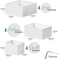 Drawer Organizer Clothes Set of 12 White-Grey - Dresser Organizer For Nursery, Bedroom, Closet - Perfect Baby Clothes Organizer and Storage & General Nursery Organization or Dresser Drawer Organizers