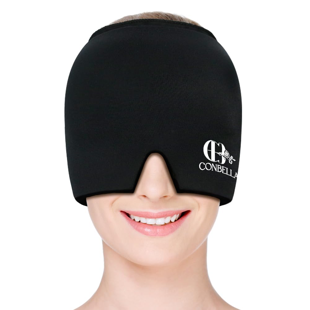 Migraine Relief Cap, Soothing Headache Ice Face Mask Products, Hot and Cold Therapy, Migraine Headache Relief Cap for Migraine, Sinus, Puffy Eyes, Tension, Stress and Hangover(Pink)