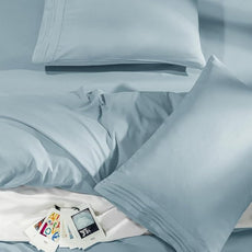 SONORO KATE Bed Sheet Set Super Soft Microfiber 1800 Thread Count Luxury Egyptian Sheets Fit 18-24 Inch Deep Pocket Mattress Wrinkle-6 Piece (Spa Blue, King)