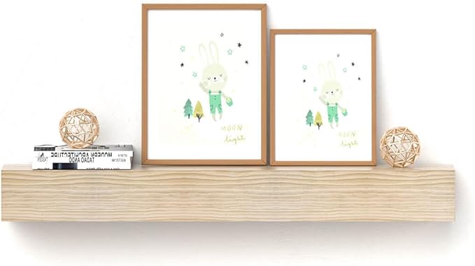 Fireplace Mantel Shelve, Solid Wood Baked Finish Wall-Mounted Floating Shelf for Over Fireplace, Handcrafted Floating Fireplace Mantels with Wooden Bracket, 48 x 8 x 6 Inches