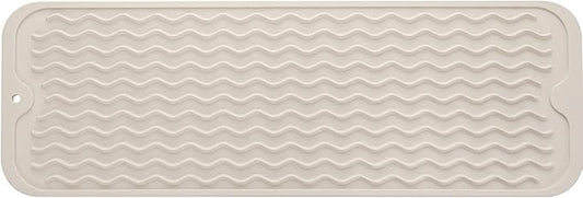 Silicone Dish Drying Mat for Multiple Usage,Easy clean,Eco-friendly,Heat-resistant Silicone Mat for Kitchen Counter,Sink,Bar,Bottle,or Cup Tapioca M 17 inches x 6 inches