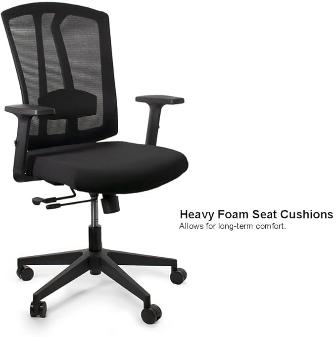 SUNLINE Ergo Classic Ergonomic Office Chair - Desk Chair with Adjustable Lumbar Support, Foam Seat Cushion, Mesh Back, and Smooth Casters - Ideal as Computer Chair, Home - Black, 330 lbs
