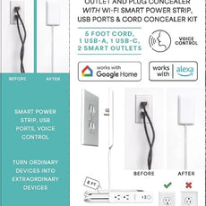 Smart Sleek Socket: Universal Outlet Concealer with Wi-Fi Smart Power Strip