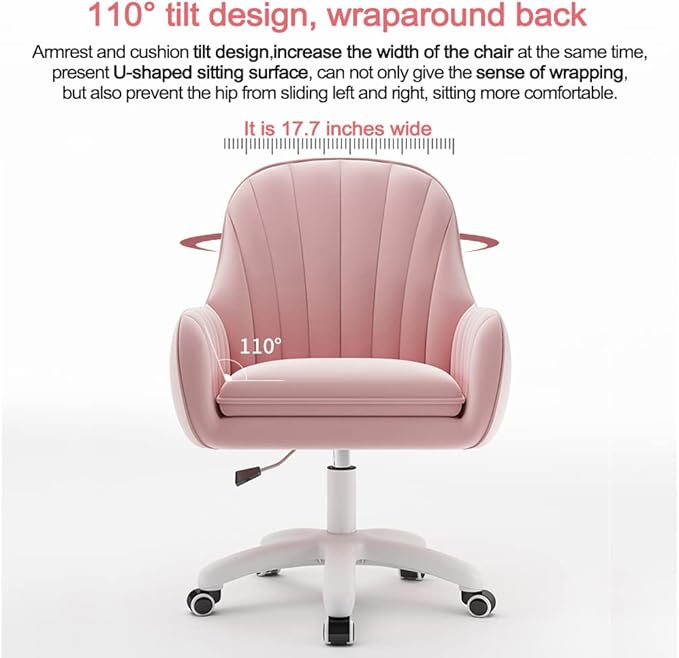 Home Office Chair Computer Chair with Mid-Back Upholstered Modern Tufted Computer Task Chair Swivel Height Adjustable Velvet Accent Chair Suitable for Bedroom, Study