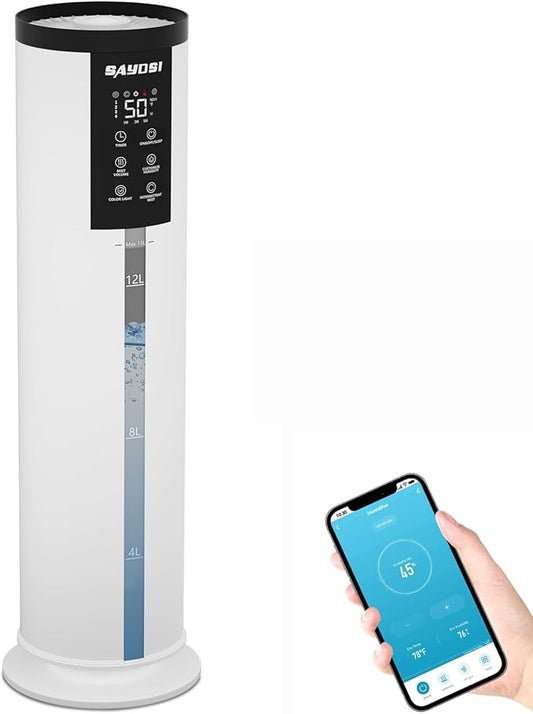 Humidifier, 3.4Gal(13L) Smart Humidifier for Bedroom Home,2000 sq.ft Cool Mist Humidifiers for Home Plants and Office Basement Whole House Large Room with Remote Control Timer and Water Tank