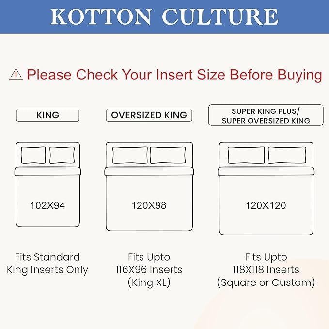 Kotton Culture 3 Pc 120" x 98" Duvet Cover Set Oversized King 100% Egyptian Cotton - 600 Thread Count Comforter Cover, Zipper Closure & Corner Ties - Fits Large King Inserts - Silver