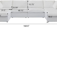 Cloud Modular Sectional Sofa Couch,Oversized U Shaped Couch 6 Seater for Living Room,160.6