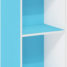 Furinno PASIR Book Shelf, 4-Tier Modern Bookshelf, Open Shelves Bookcase 9 x 12 x 42, for Living Room, Bedroom, Home Office, Light Blue/White