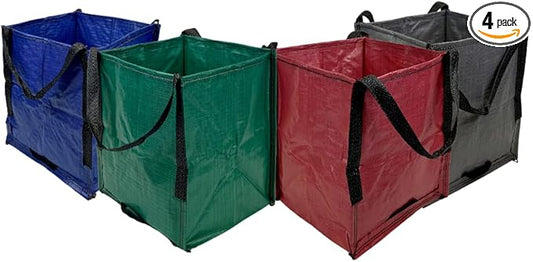 DURASACK Heavy Duty Storage Tote Bag 22-Gallon Rugged Woven Polypropylene Moving Bag, Reusable Self-Standing Design, Holds up to 500 Pounds, Pack of 4, Multicolored