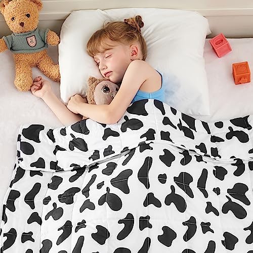 yescool Weighted Blanket 10 Pounds Twin Cooling Weighted Lap Blanket, Cow Print Heavy Blanket, Comfortable Weighted Throw Blanket Gift for 80-110lbs, 40"x60"