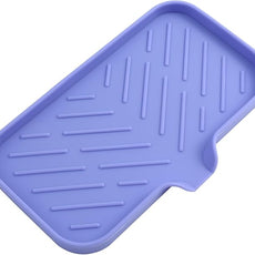 Silicone Bathroom Soap Dishes with Drain Spout-Bathroom and Kitchen Sink Organizer,Sponge Holder,Dish Soap Tray,Perfect for Dispenser,Scrubber,Bottle on Sink or Counter-Light Purple 9.6