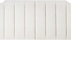 24KF White Teddy Fabric Tufted King Upholstered Headboard, Modern Vertical Channel Design California King Headboard with Stepped Silhouette Top Edge,6026-K-Teddy White