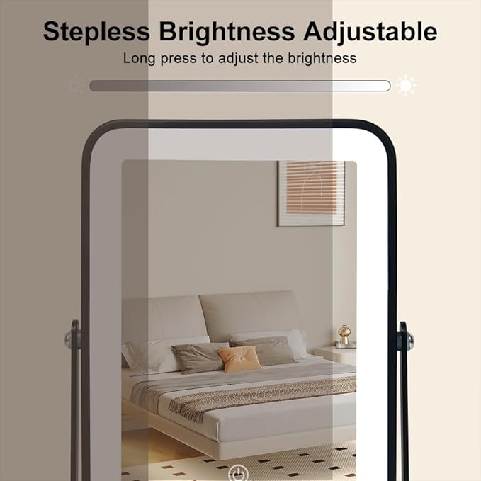 Portable Desk Vanity Mirror with Lights,Black Rechargeable Small Makeup Mirror with Lights,Mini Dorm Mirror,Touch Screen with 3-Color Lighting,Dimmable,for Tabletop,Bedroom,Bathroom