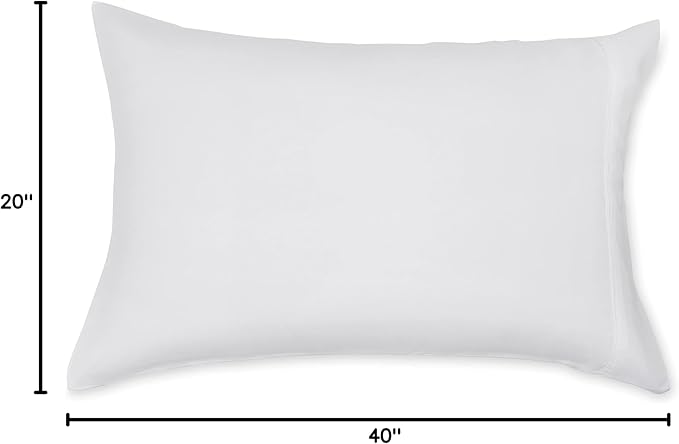 Amazon Basics King Pillow Cases Set of 2 - Lightweight, Super Soft Easy Care Microfiber, Bright White, 40" L x 20" W, Pillows Not Included